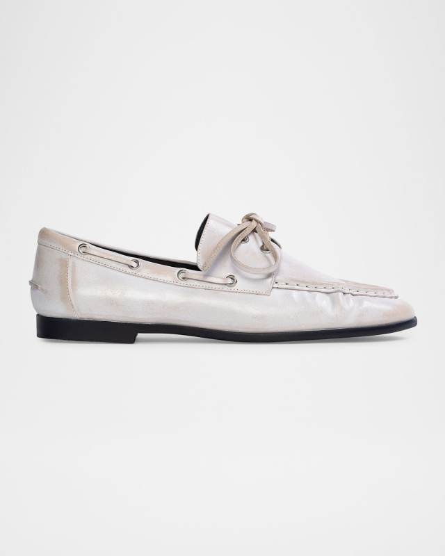 Leather Lace-Up Boat Loafers